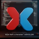 Is It Possible to Apply CSS to Half of a Character? A dynamic 3D render of a single, large alphabetical character (like 'A' or 'X') split perfectly in half down the middle