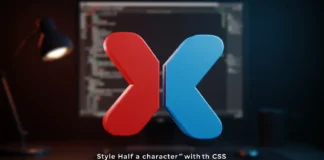 Is It Possible to Apply CSS to Half of a Character? A dynamic 3D render of a single, large alphabetical character (like 'A' or 'X') split perfectly in half down the middle