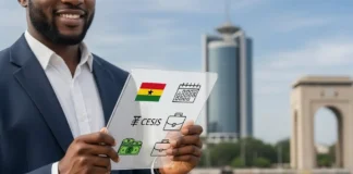 Check Your National Service PIN Code and Enrolment in Ghana a professional Ghanaian man or woman in smart casual attire (like a shirt or blouse), smiling confidently